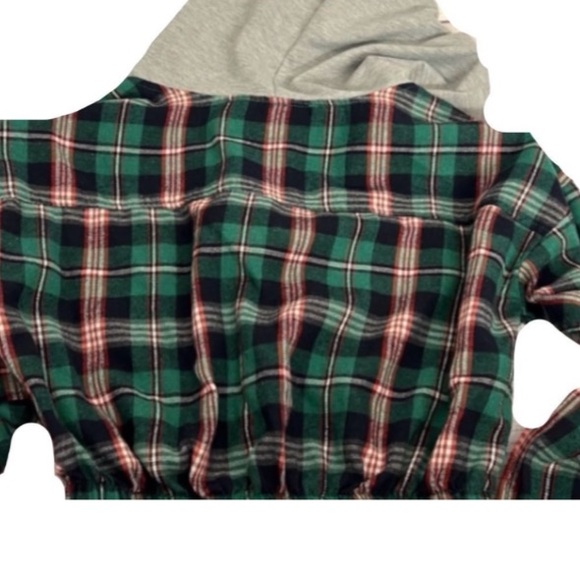 New Flannel pattern zip up crop top jacket - Picture 2 of 2